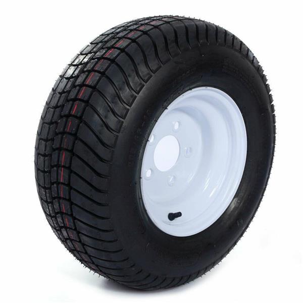 20.5X8X10 205/65-10 psi:50 5Lug White Trailer Tire & Rim Tubeless[Only 1]